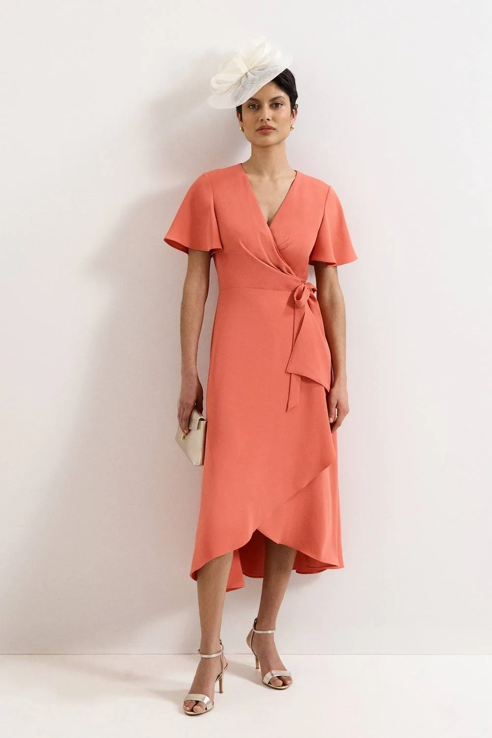 Julissa Wrap Dress - Coral - Size: 8 - Phase Eight - FashionsVida