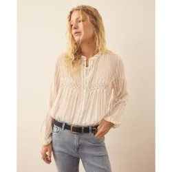 Blusa de manga larga lisa de mujer