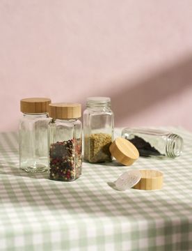 Barattoli per spezie con coperchio in bambù set da 4 - clear