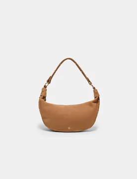 Schultertasche mit Nieten aus 100% Leder Beige OS - Stradivarius - FashionsVida