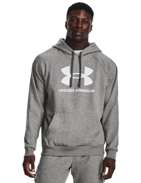 Sweat à Capuche Rival Fleece Logo Castlerock Light Heather 025 / White 100 XL - Under armour - FashionsVida