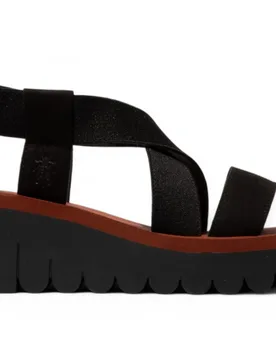 Womens Yabi922 Black Brick Cupido Leather Sandals Espadrille Platform Wedges - Size Uk 6 - FLY London - FashionsVida