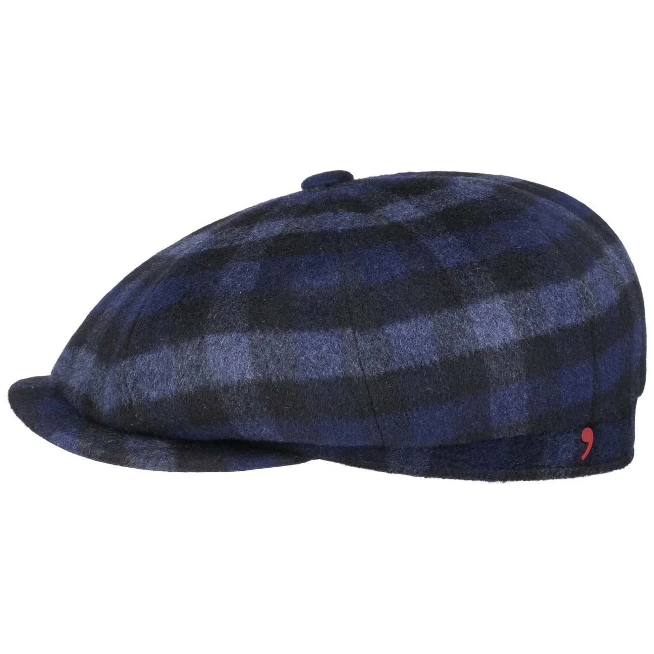 Kyoto Essential Check Flat Cap by Alfonso DEste - black-blue - Size: S (54-55 cm) - Alfonso D´Este - FashionsVida