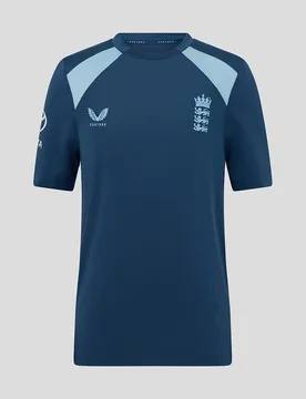 England Cricket Junior 26/27 Training Short Sleeve T-shirt BLUE JXL Unisex - Castore - FashionsVida