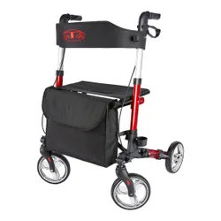 Leichtgewicht-Rollator Premium, Aluminium, mit Rückengurt und Tasche - AT51006 rot