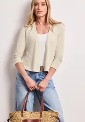 Langarm Jacke in offener Passform female Beige