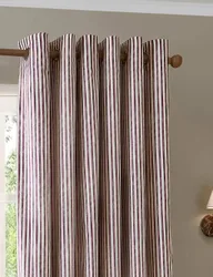 Hebden Striped Blackout Eyelet Curtains Red Mix