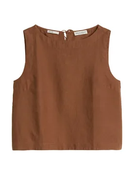 Ärmellose Leinenbluse regular female - 40 - FashionsVida