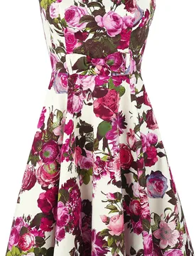 Rockabilly Kleid knielang - Audrey 50's - XS bis 6XL - für Damen - Größe XXL - multicolor - Frauen - female - H&R London - FashionsVida
