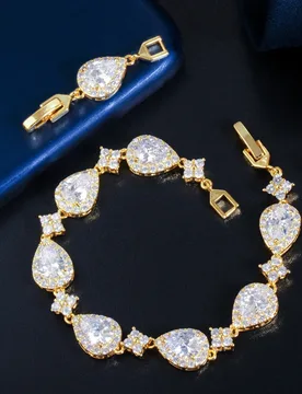 Top Bling Big Water Drop Cubic Zirconia Rose Gold Color Tennis Bracelet for Women Trendy Party Wedding Jewelry - Aliexpress - FashionsVida