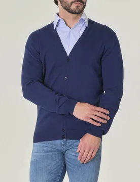 Cardigan blu indaco Pellizzari in puro cotone made in Italy - Rodolfo Pellizzari - FashionsVida