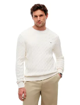 Maglione Classic Cable Ivory Petal / Carbon Navy 3XL