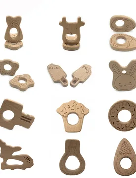 ABCPICK 10pc Baby Teether Wooden Food Grade Cartoon Animals DIY Kid Teething Necklace Nursing Toy Beech Wood Baby Rodent Teether - Aliexpress - FashionsVida