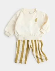 Piece Pickle Stripe Sweat Outfit (0-5 Yrs) Light Citrus male