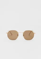Hexagonale Metallbrille Braun OS