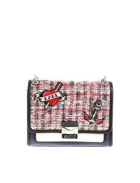 Borsa in pelle e tweed