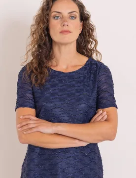 Women's Textured Wave Design Top in Midnight Size: Large - Midnight - Size: L - Anna Rose - FashionsVida