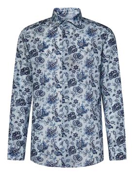 Camicia a maniche lunghe in cotone azzurro