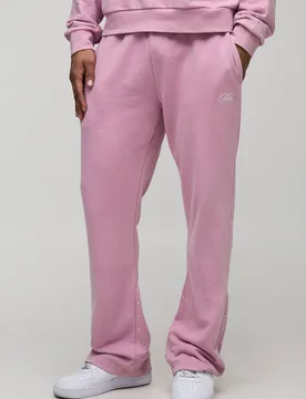 Herren Regular Fit Herren Script Strass Gewaschene Zwickel Jogginghosen Pink Größe XL - boohooMAN - FashionsVida