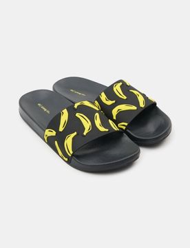 Ciabatte con motivo banane - nero