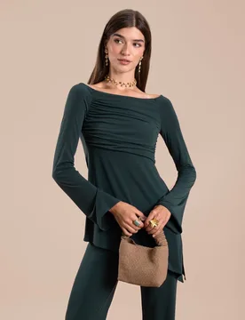 Top de mujer de manga larga con escote barco - The-Are - FashionsVida