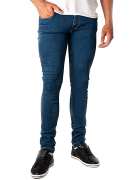Mens Skinny Jeans Ripped Stretch - Blue - Size 30w/30l - Soulstar - FashionsVida