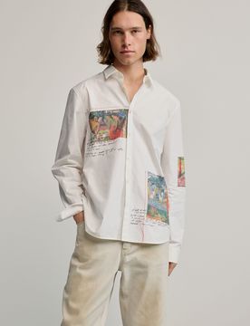 Camisa estampada gaugin, Hombre, Algodon, Blanco, S