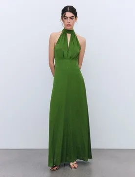Vestido cuello halter jacquard de mujer - Tintoretto - FashionsVida