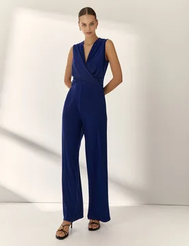 Mono de mujer punto liso cuello pico sin mangas - Paz Torras - FashionsVida
