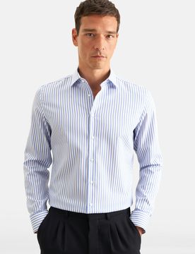Slim Business Hemd Gestreift Blau 41