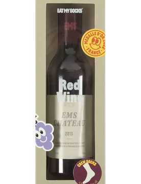 Pair Wine Bottle Cotton Socks Red Wine One Size - Red - Size: One Size - EAT MY SOCKS - FashionsVida