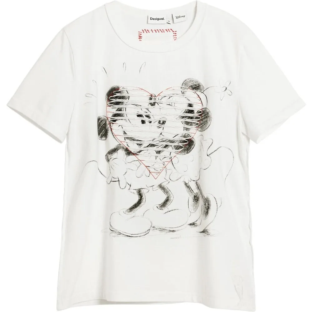 Camiseta de mujer mickey y minnie mouse™ corazón - Desigual - FashionsVida