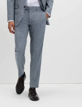 Tailored Fit Check Stretch Trousers Mid Blue male - M&S - FashionsVida