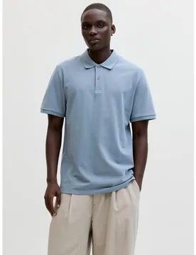 Mens Short Sleeve Plain Pique Polo T Shirt - Blue - Size X-Large - Jack & jones - FashionsVida