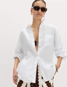Pure Linen Relaxed Shirt White female - M&S - FashionsVida