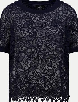 Pullover mit Spitzenmuster Blau 44 - monari - FashionsVida