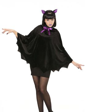 Fledermaus-Poncho für Damen Fledermaus-Kostüm für Halloween schwarz - female