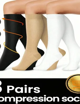Pares de calcetines de compresión de cobre para hombres y mujeres, tubo alto de 15/20 mm de mercurio, mujeres embarazadas, enfermeras, zapatos de mat - Shein - FashionsVida