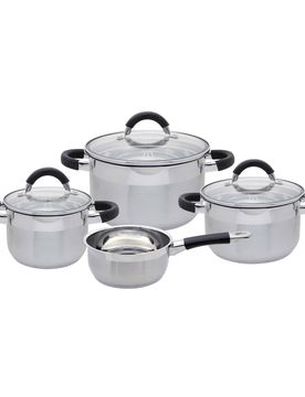 Topfset mit Abdampffunktion "Black Steam", 7-teilig silber