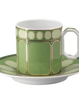 Tazzina da caffè con piattino Signum, Porcellana, Verde OS