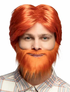 Holzfäller-Herrenperücke mit Vollbart orange - BOLAND BV - FashionsVida