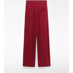 Pantalón recto de mujer con delantero cruzado y cinturilla elástica