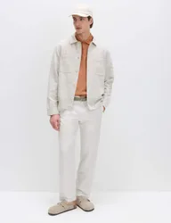 Linen Rich Overshirt Stone Mix male