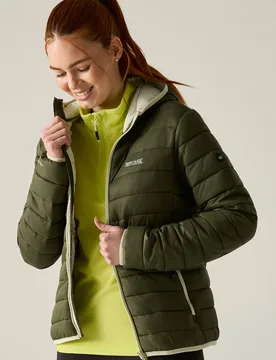 Women's Marizion Hooded Puffer Jacket in Olive Size: 10 - Olive - Size: 10 - Regatta - FashionsVida