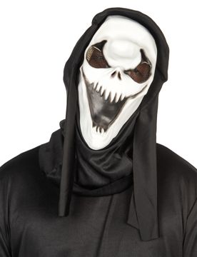 Totenkopf Latexmaske mit Kapuze