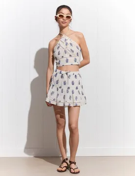 Falda algodón entredos print - Green Coast - FashionsVida