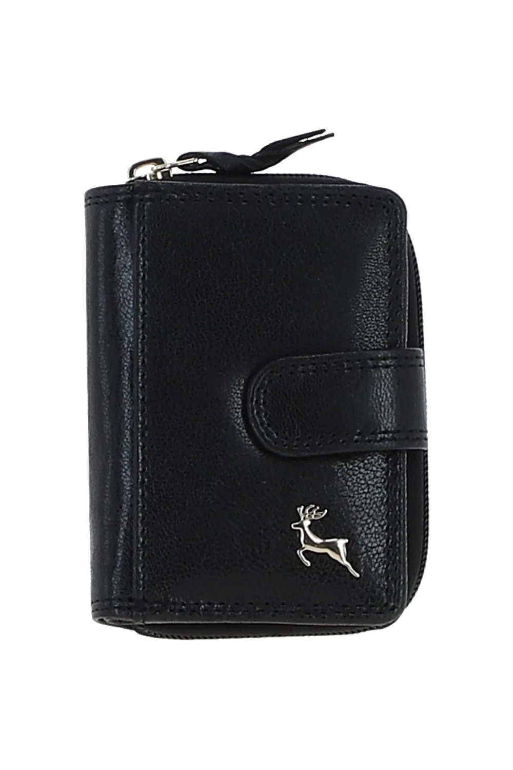 Womens Real Compact Purse - Black - One Size - Ashwood Leather - FashionsVida