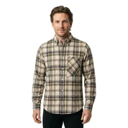 Chemise à Manches Longues Button Down Flannel Check Castle Wall S