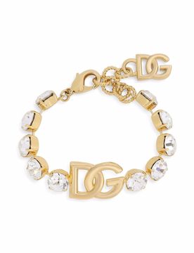 Logo Lettering Crystal Mini Bracelet with Adjustable Fit and Lobster Claw Closure