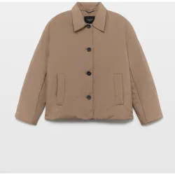 Chaqueta corta acolchada de mujer con cuello camisero